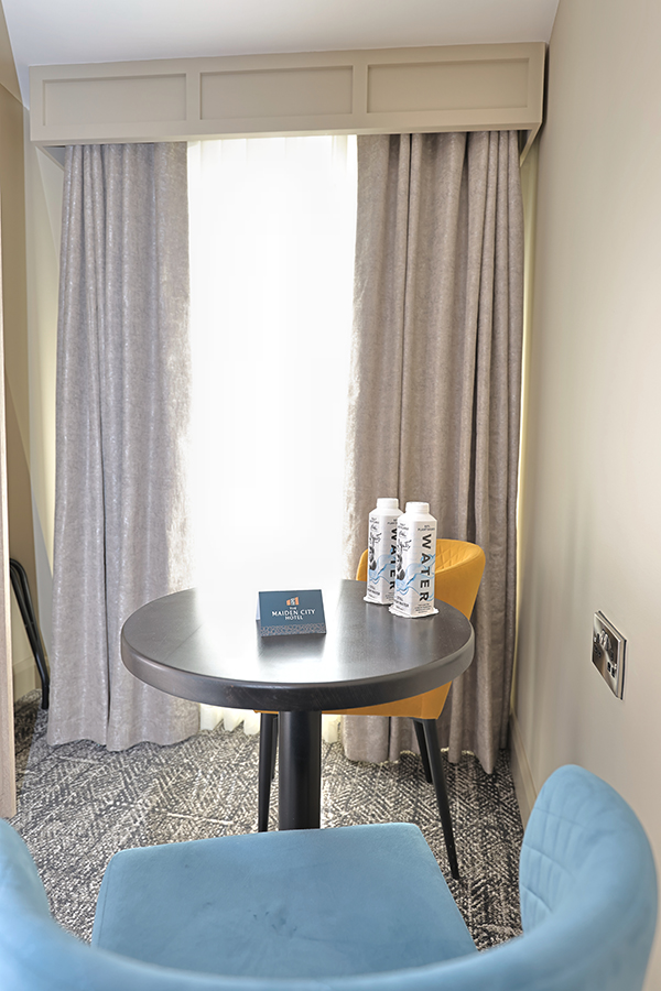 Hotel room seating area
