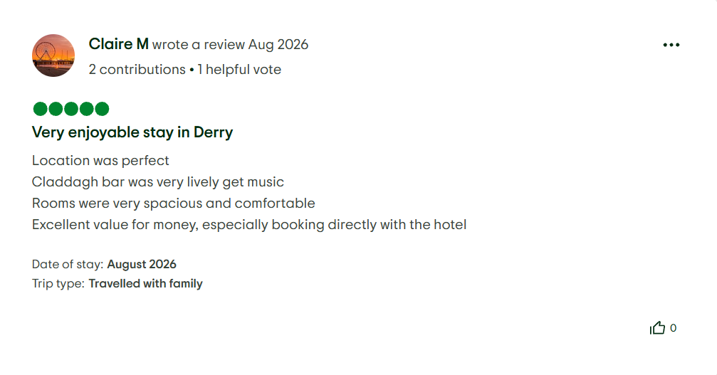Guest review of The Maiden City Hotel